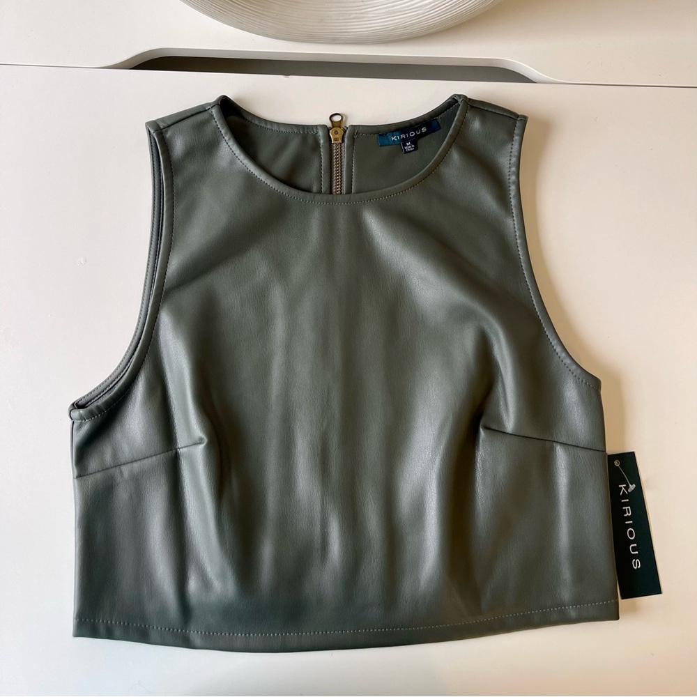 Faux leather crop top
